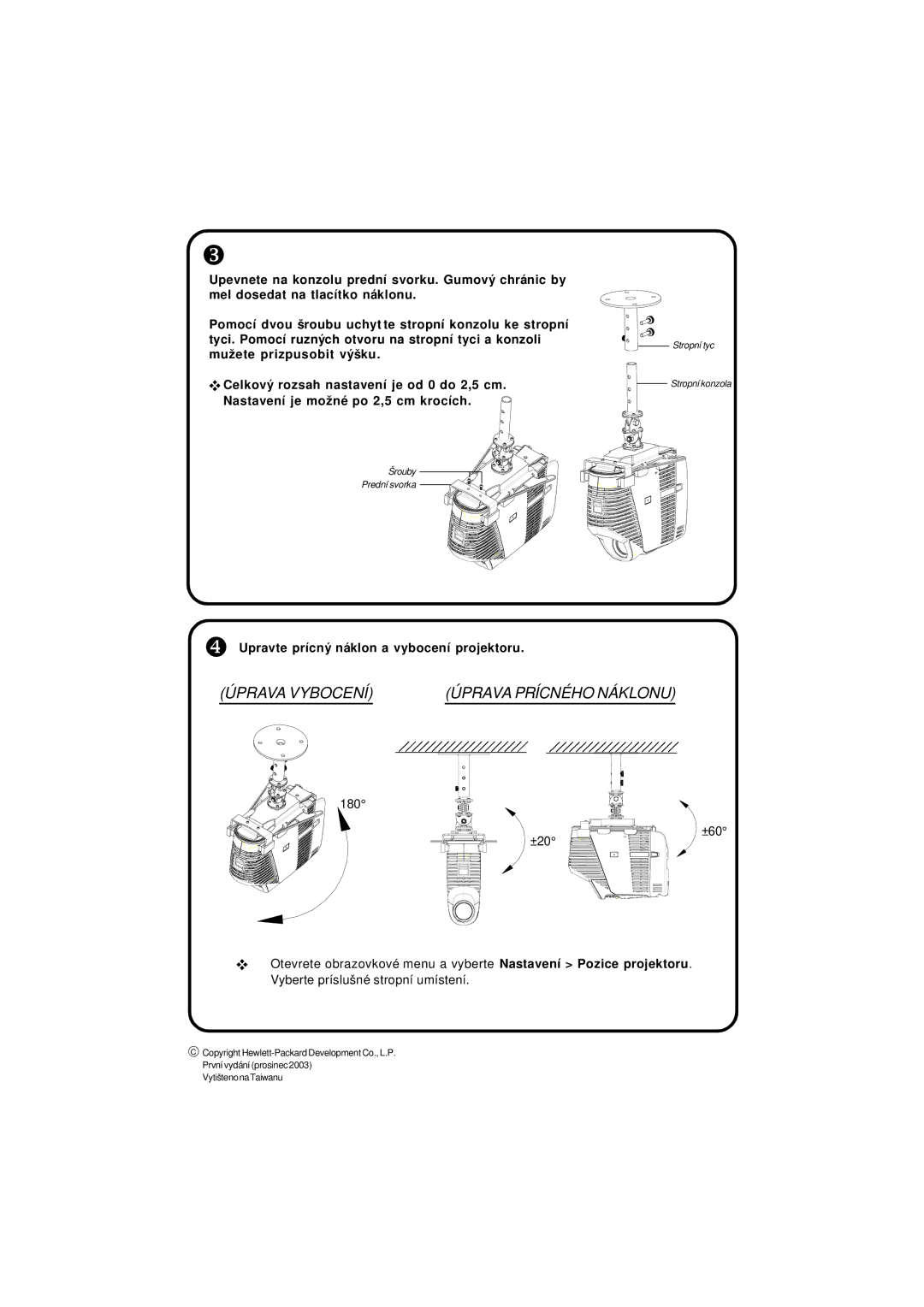 HP mp3130 manual Prava Vybocení, Prava Prícné HO NÁ Klonu 