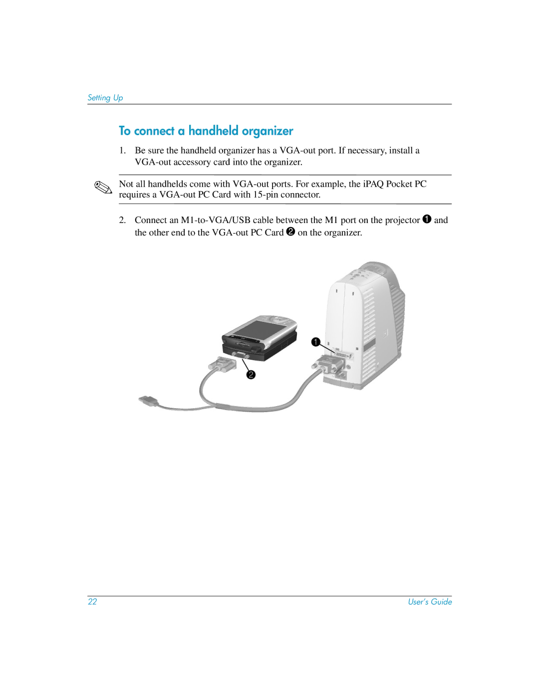 HP mp3135w manual To connect a handheld organizer 