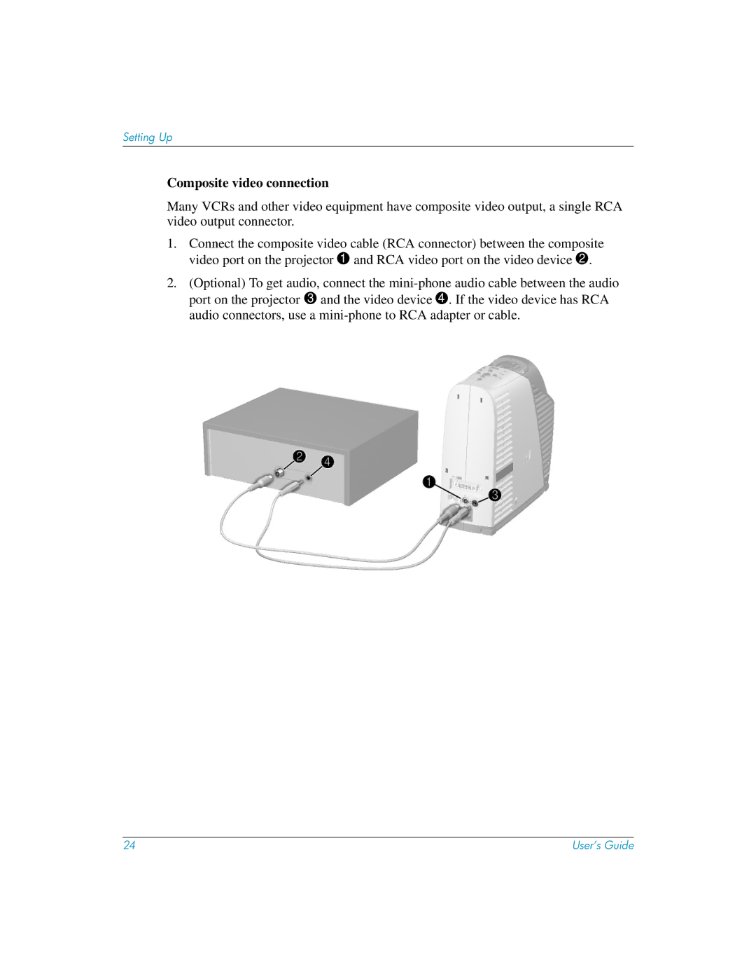 HP mp3135w manual Composite video connection 