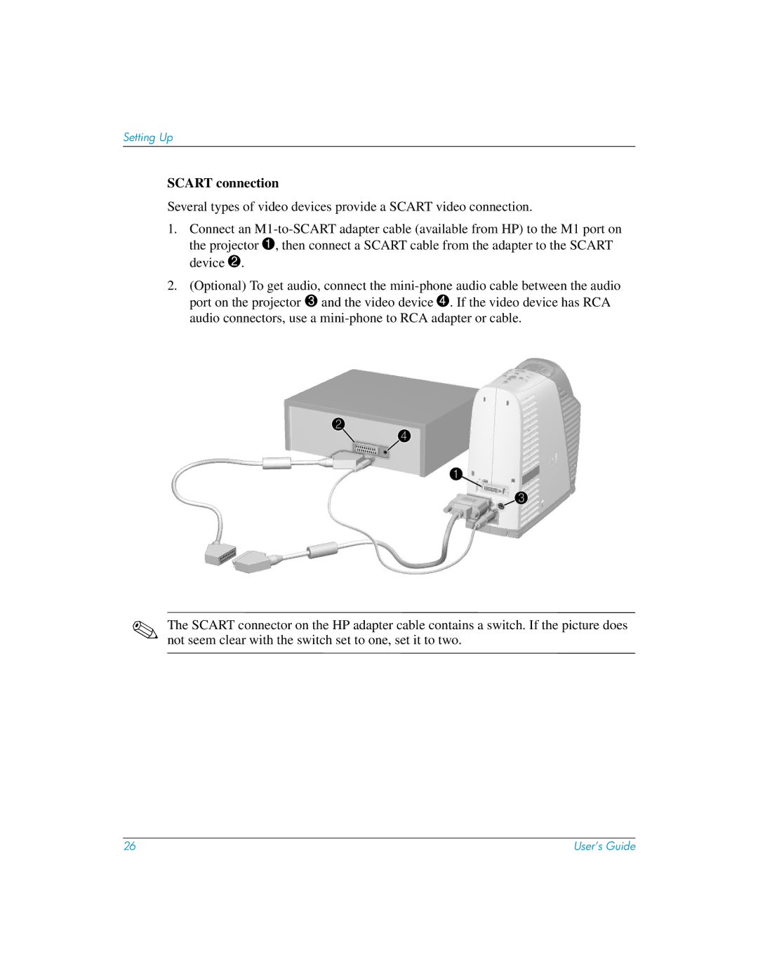 HP mp3135w manual Scart connection 