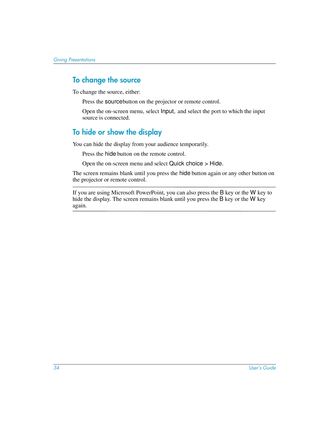 HP mp3135w manual To change the source, To hide or show the display 