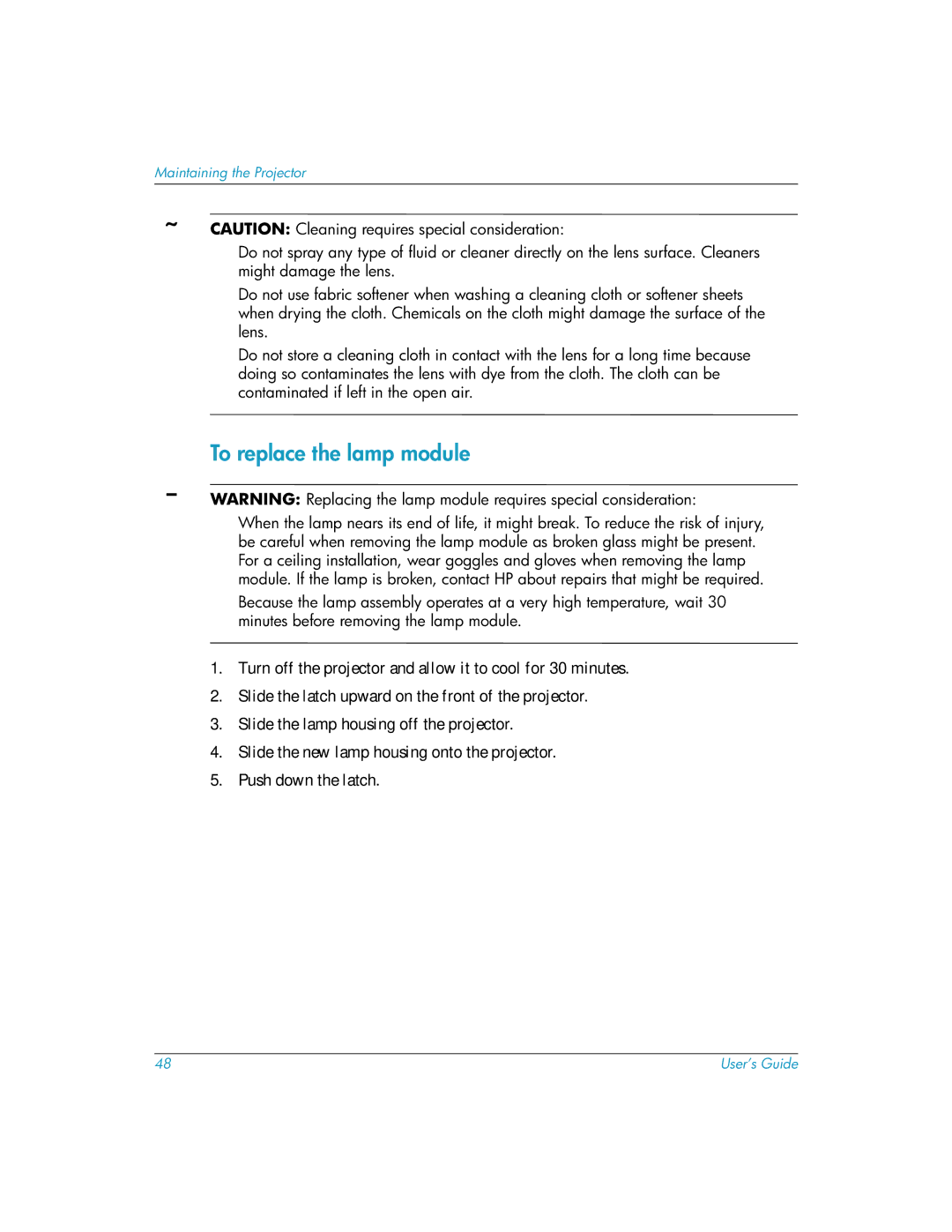 HP mp3135w manual To replace the lamp module 