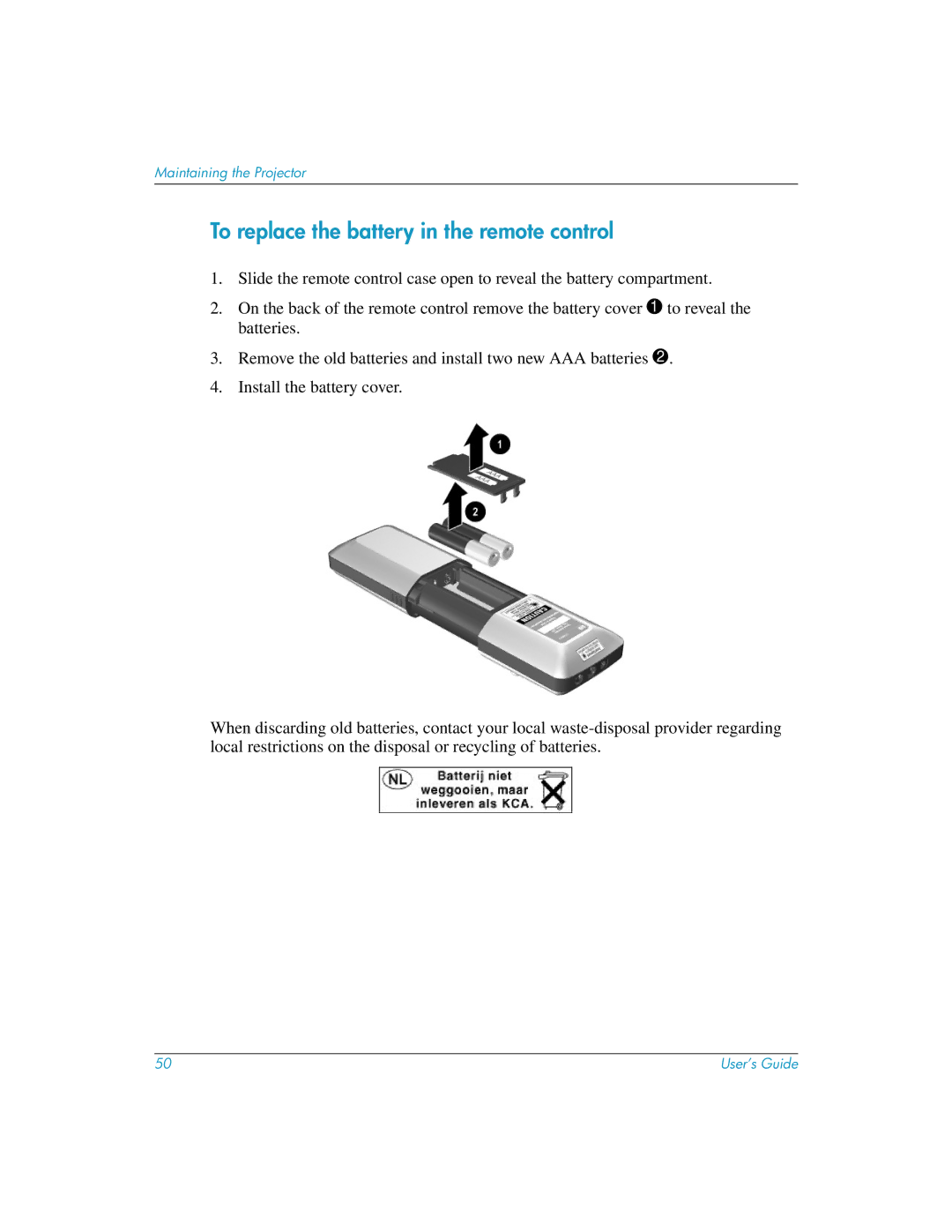 HP mp3135w manual To replace the battery in the remote control 