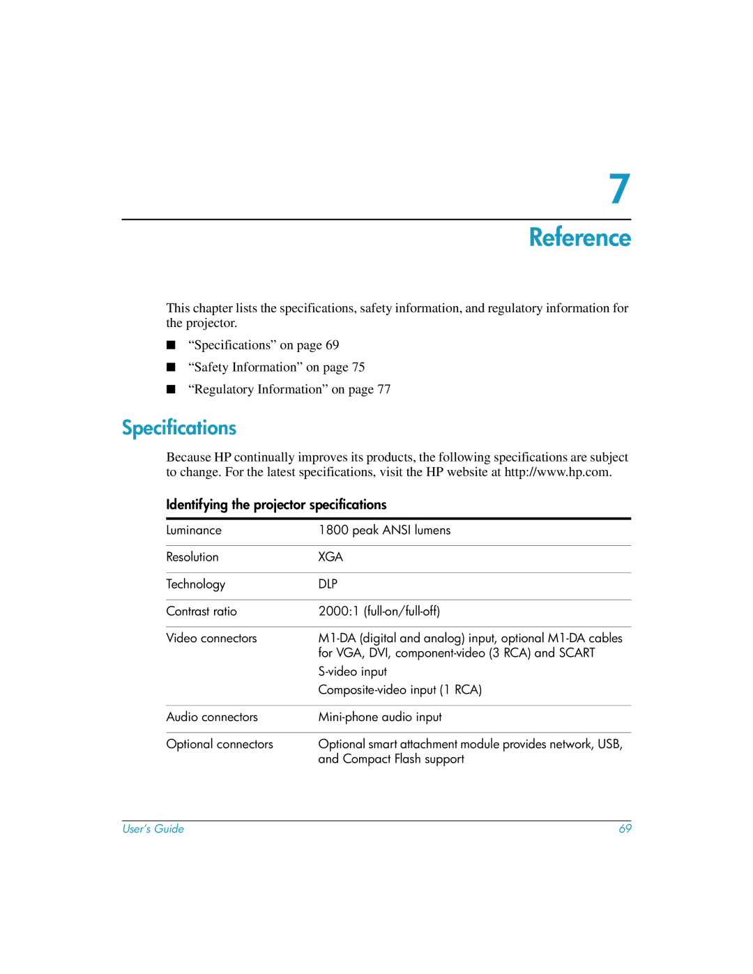 HP mp3135w manual Reference, Specifications 