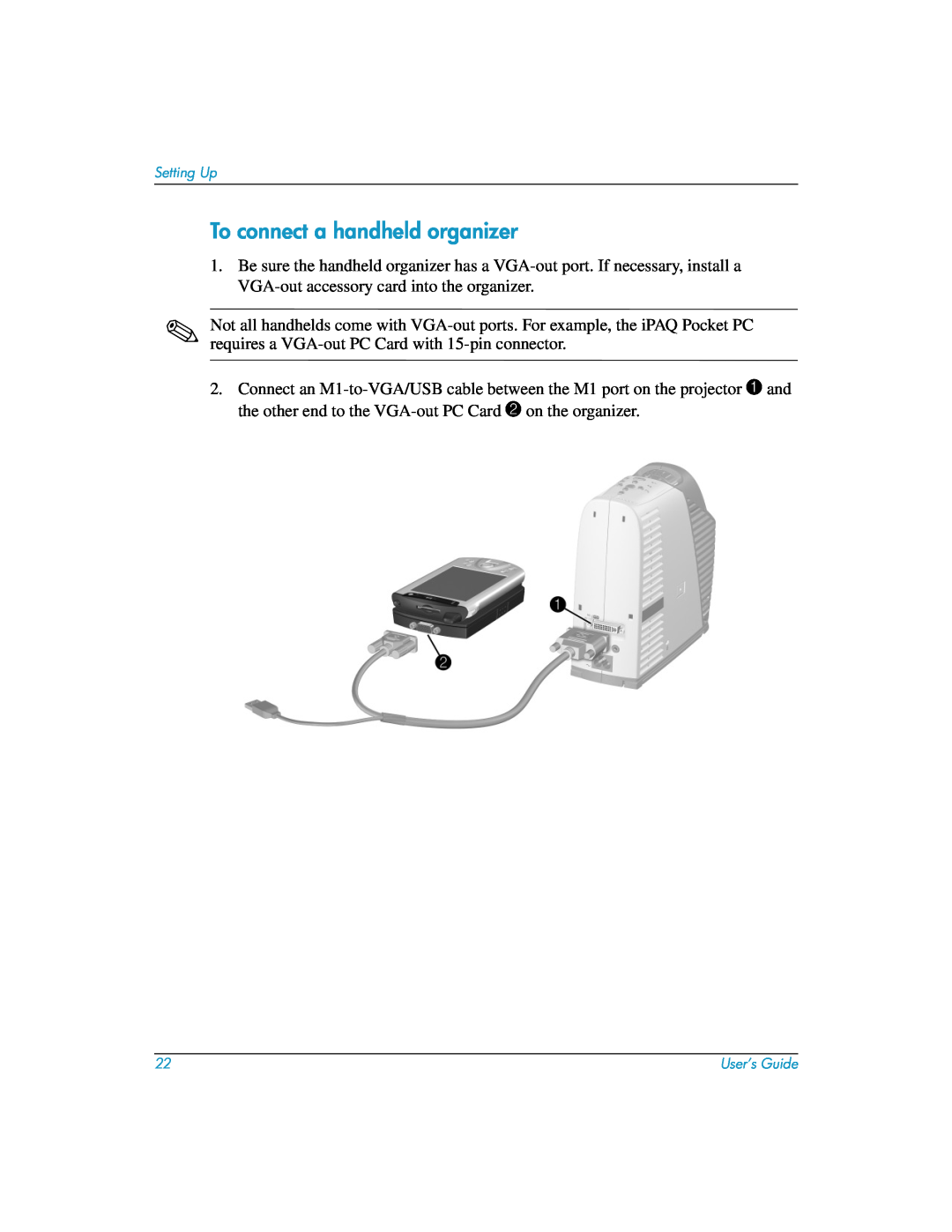 HP mp3135w manual To connect a handheld organizer 