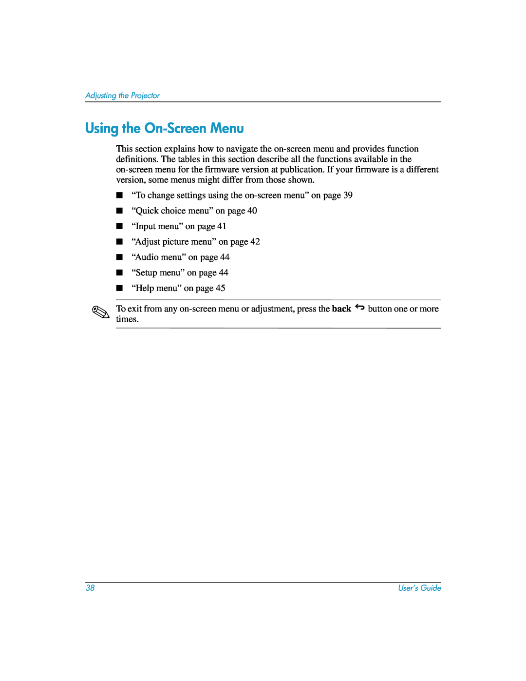 HP mp3135w manual Using the On-Screen Menu 