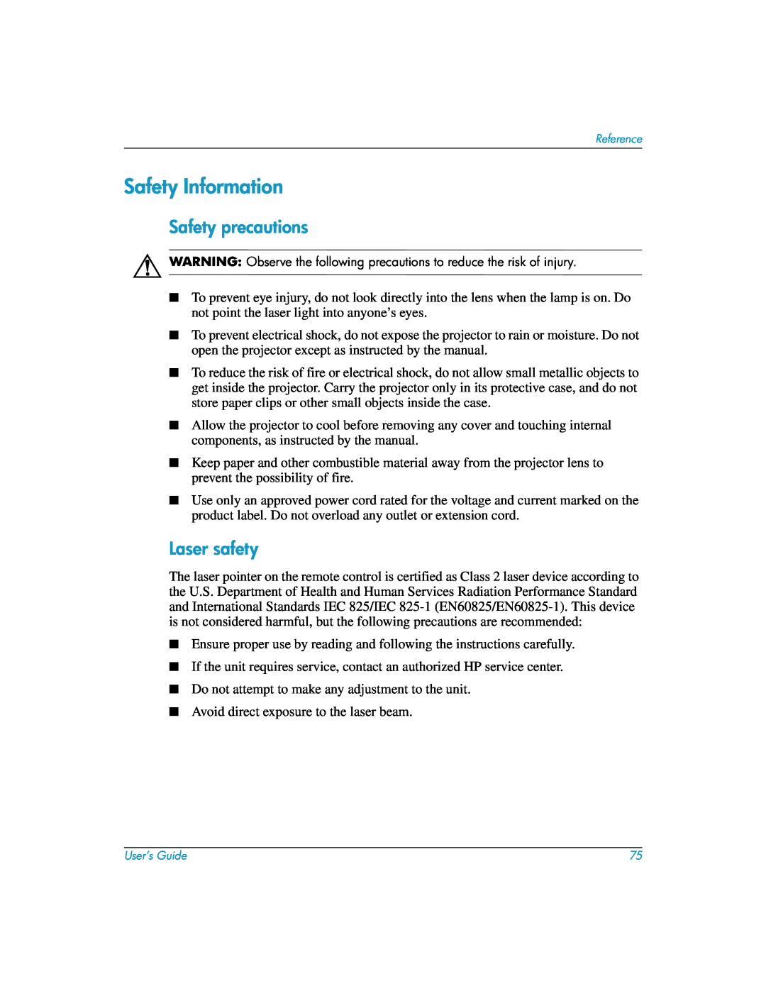 HP mp3135w manual Safety Information, Safety precautions, Laser safety 