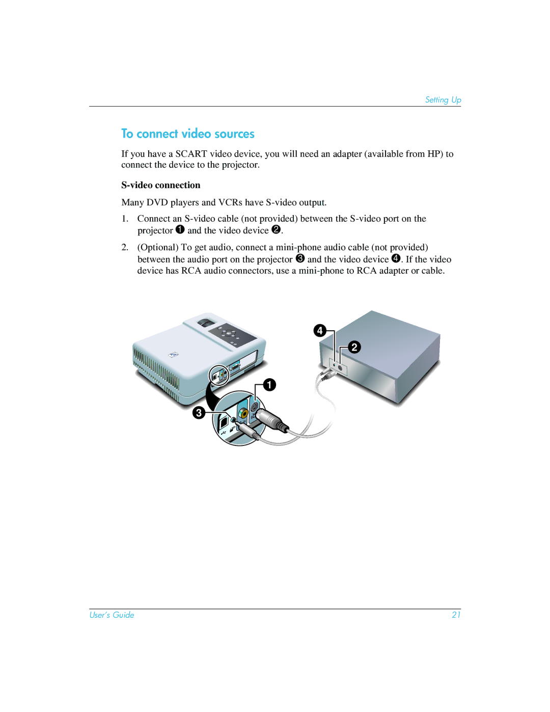 HP mp3222 manual To connect video sources 