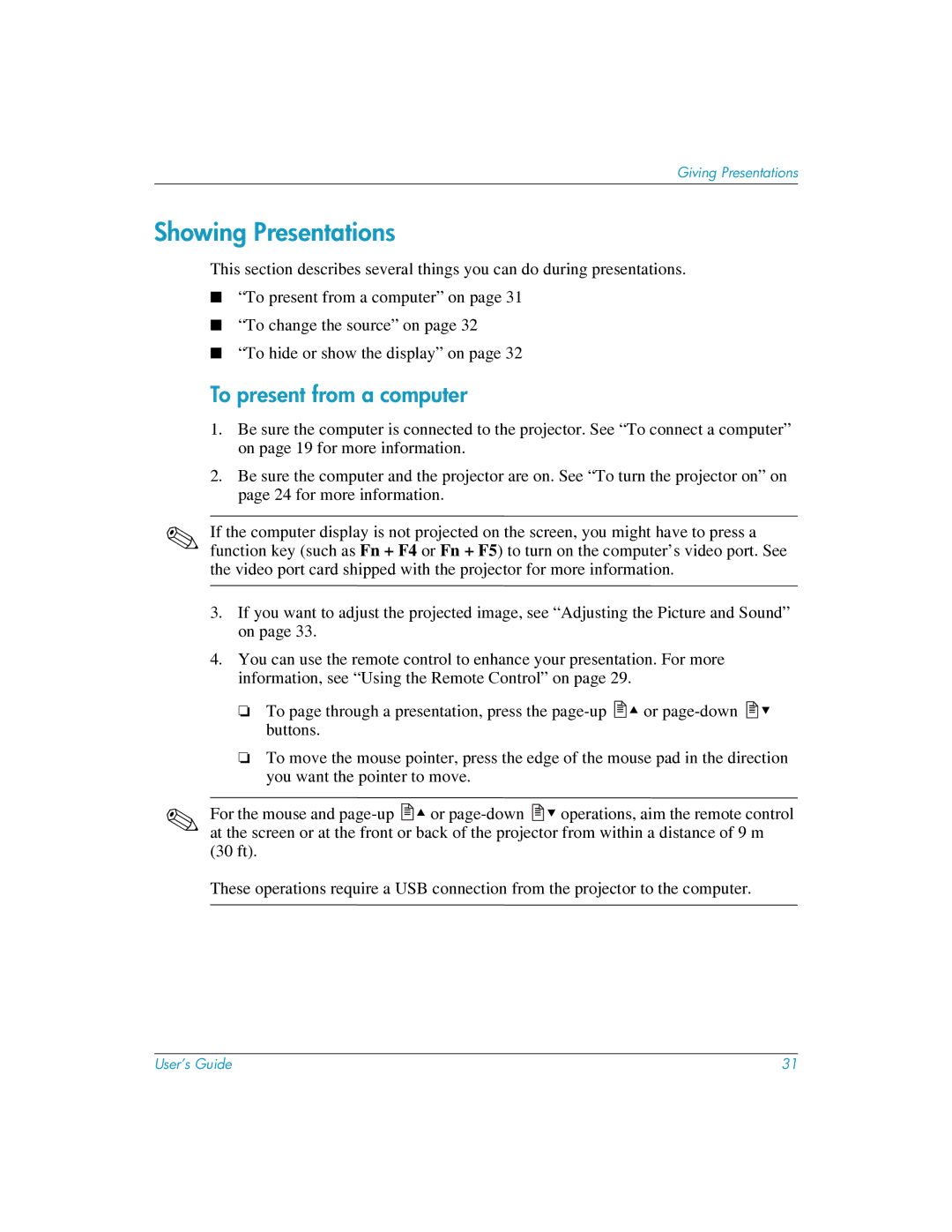 HP mp3222 manual Showing Presentations, To present from a computer 