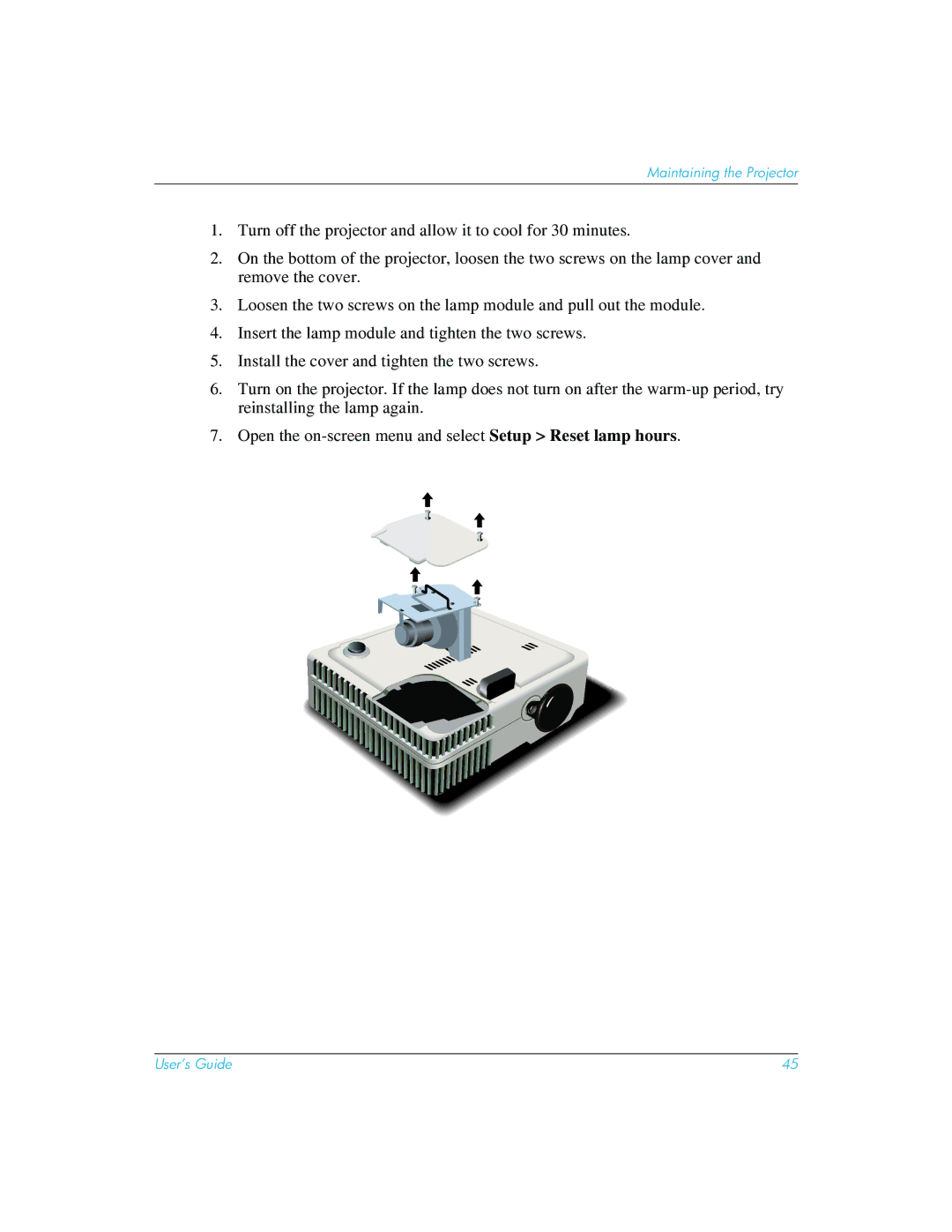 HP mp3222 manual Maintaining the Projector 