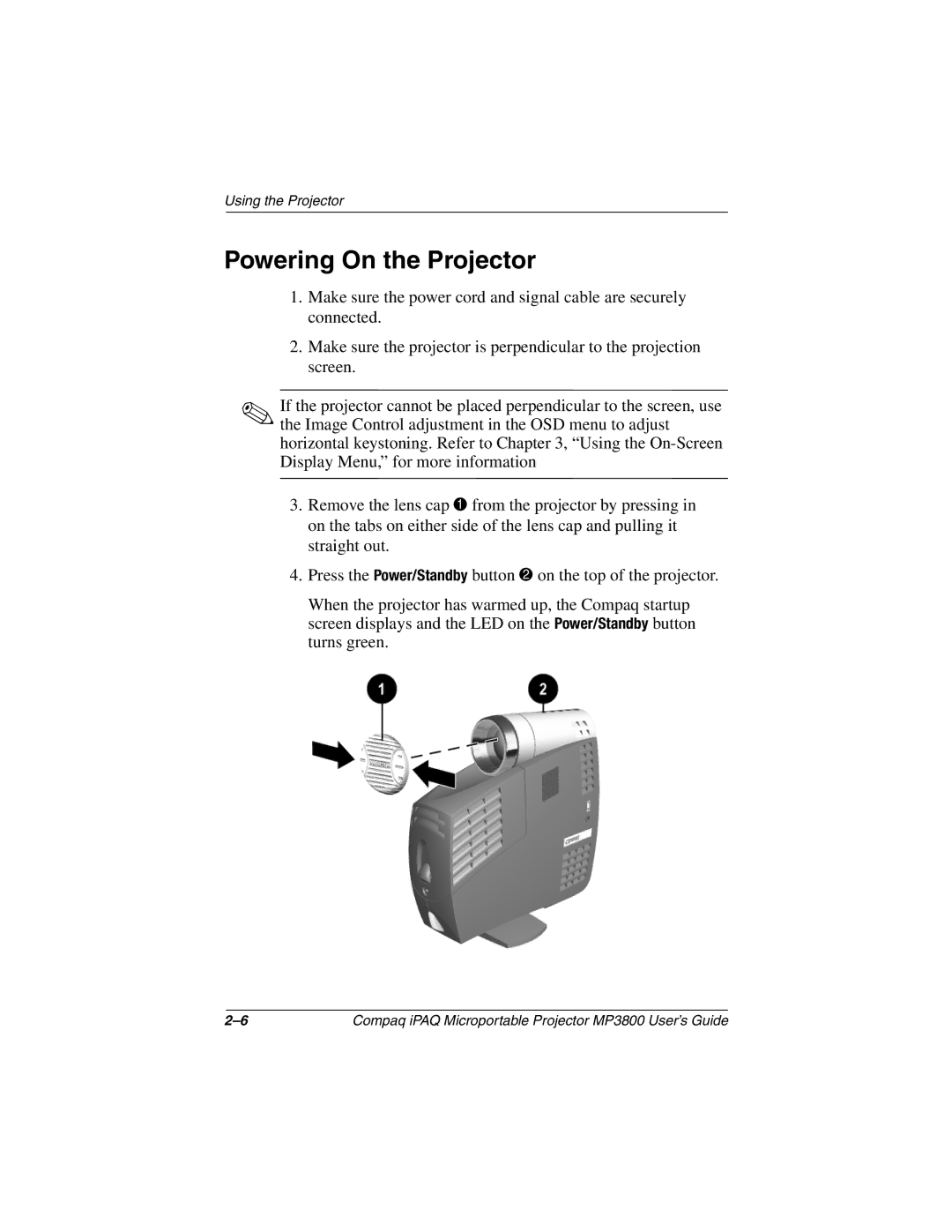 HP MP3800 manual Powering On the Projector 