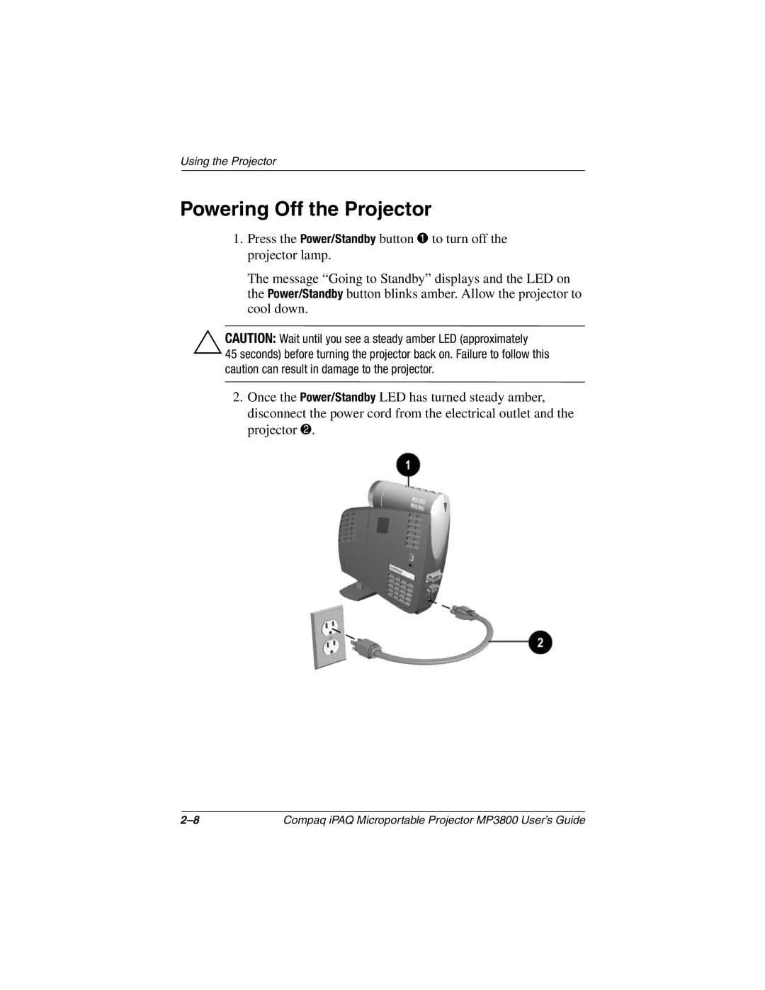 HP MP3800 manual Powering Off the Projector 