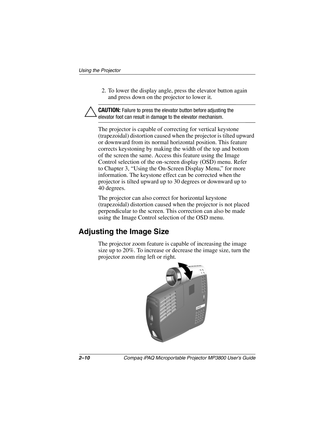 HP MP3800 manual Adjusting the Image Size 