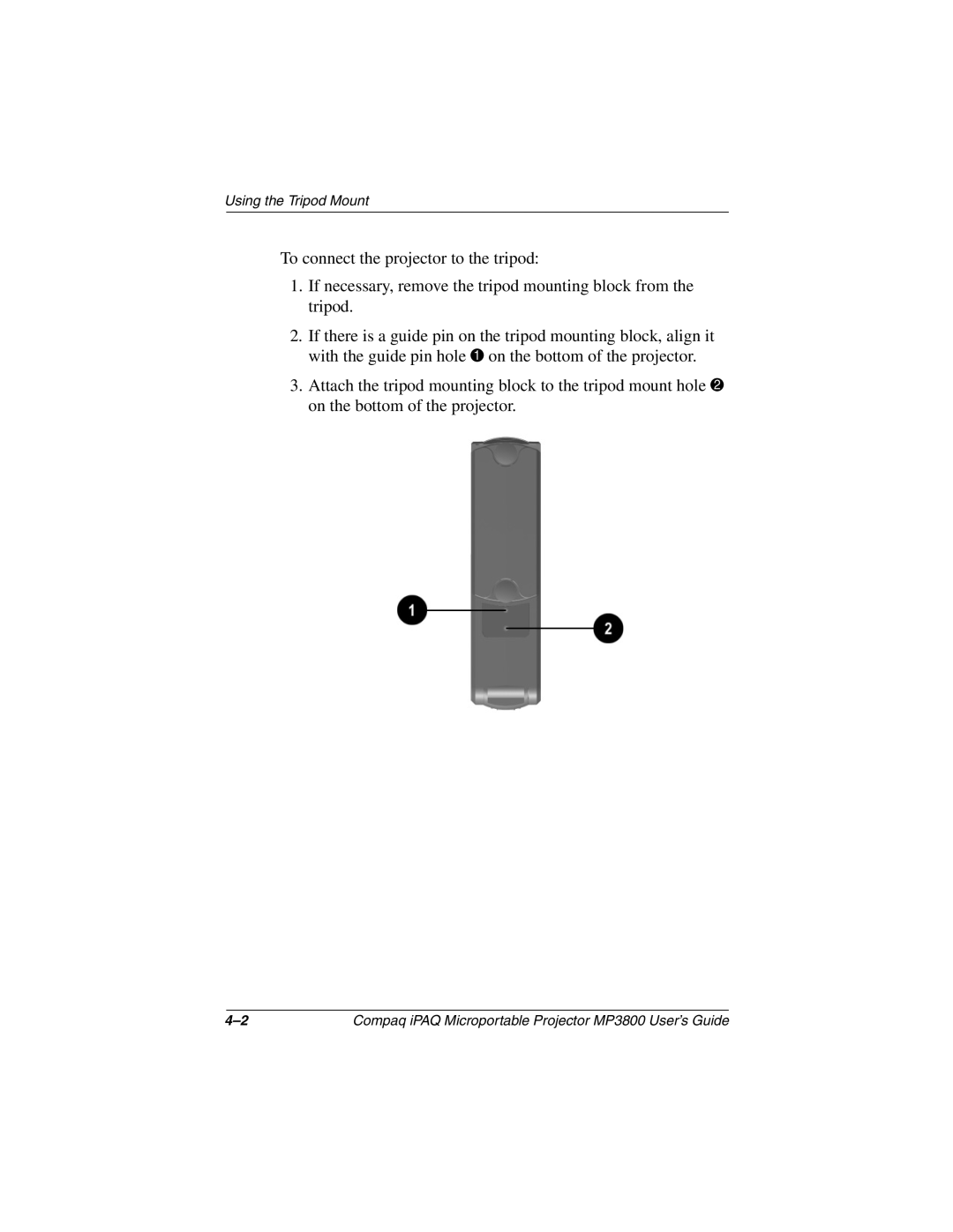 HP MP3800 manual Using the Tripod Mount 