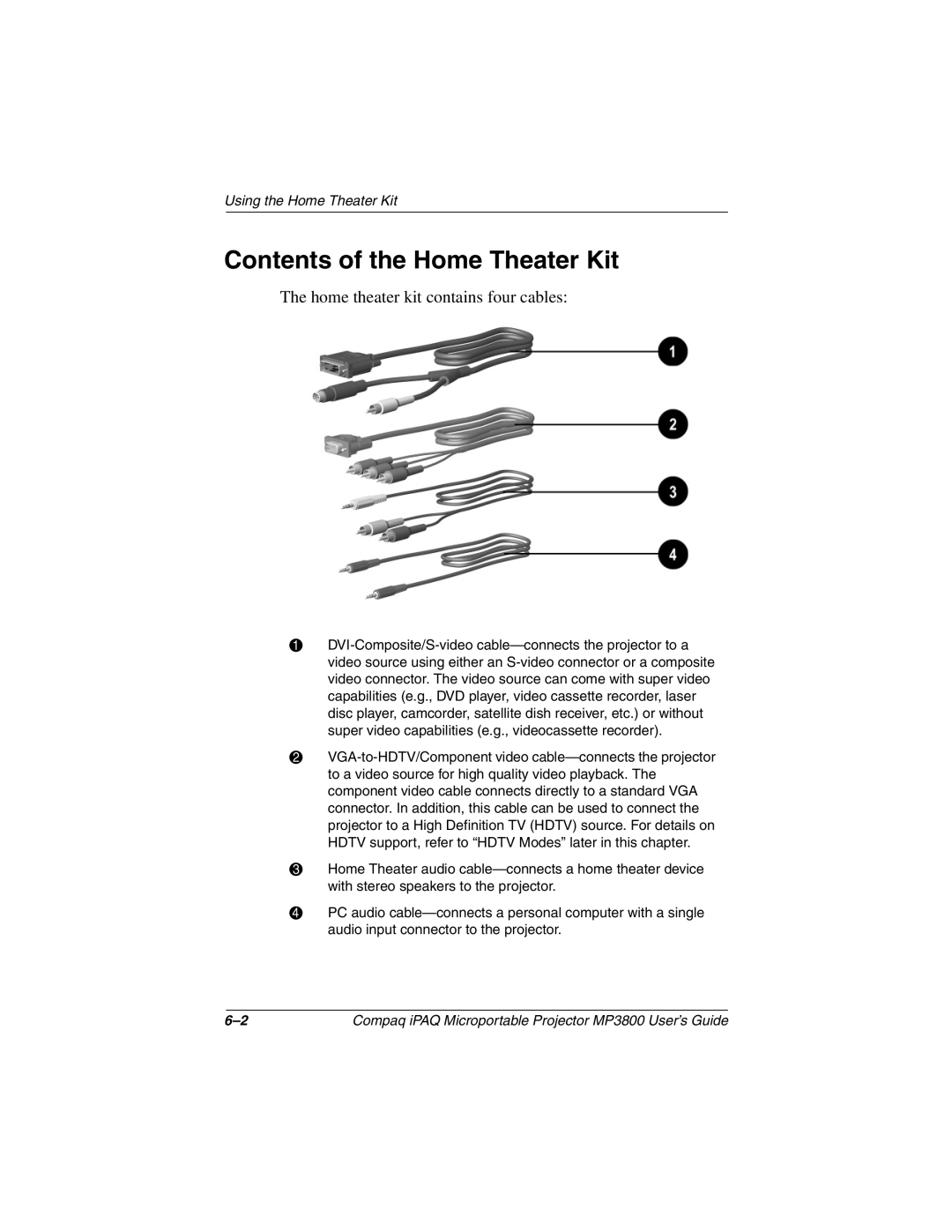 HP MP3800 manual Contents of the Home Theater Kit 