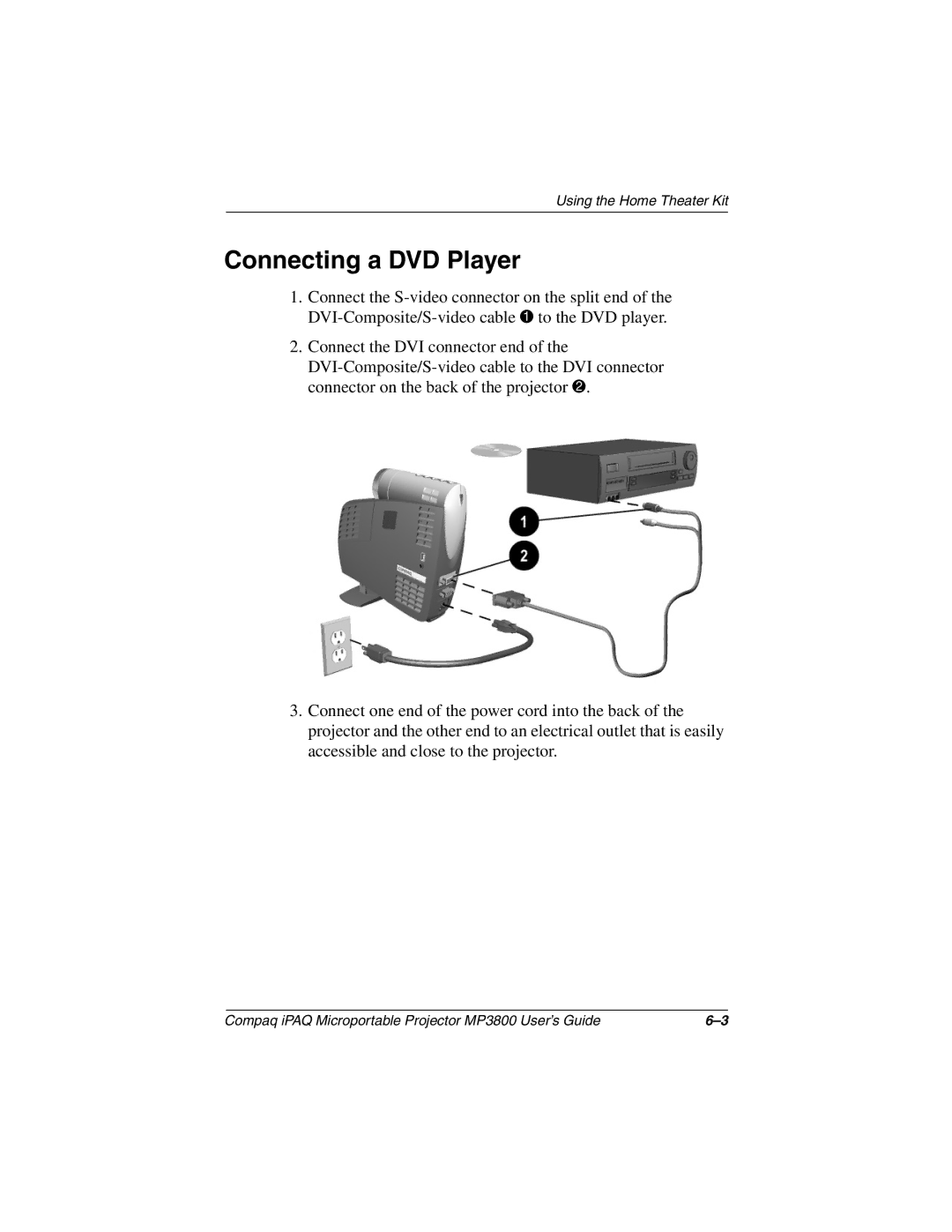 HP MP3800 manual Connecting a DVD Player 