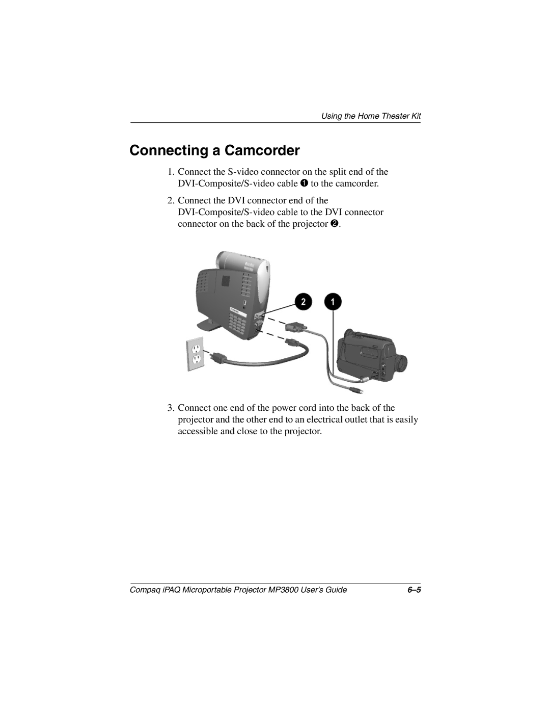 HP MP3800 manual Connecting a Camcorder 