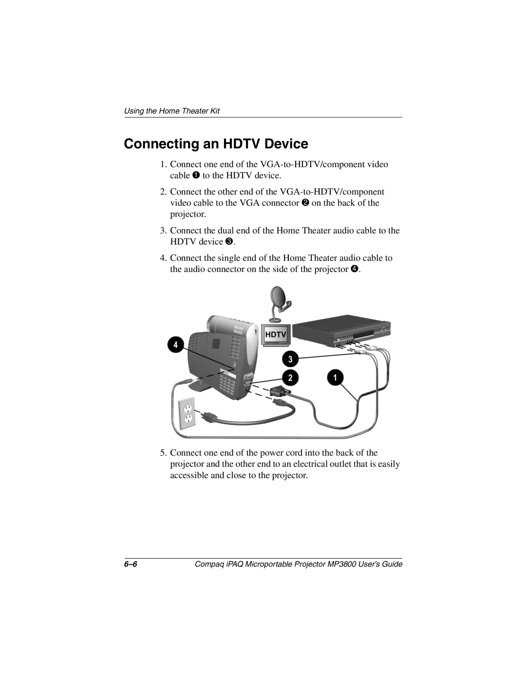 HP MP3800 manual Connecting an Hdtv Device 