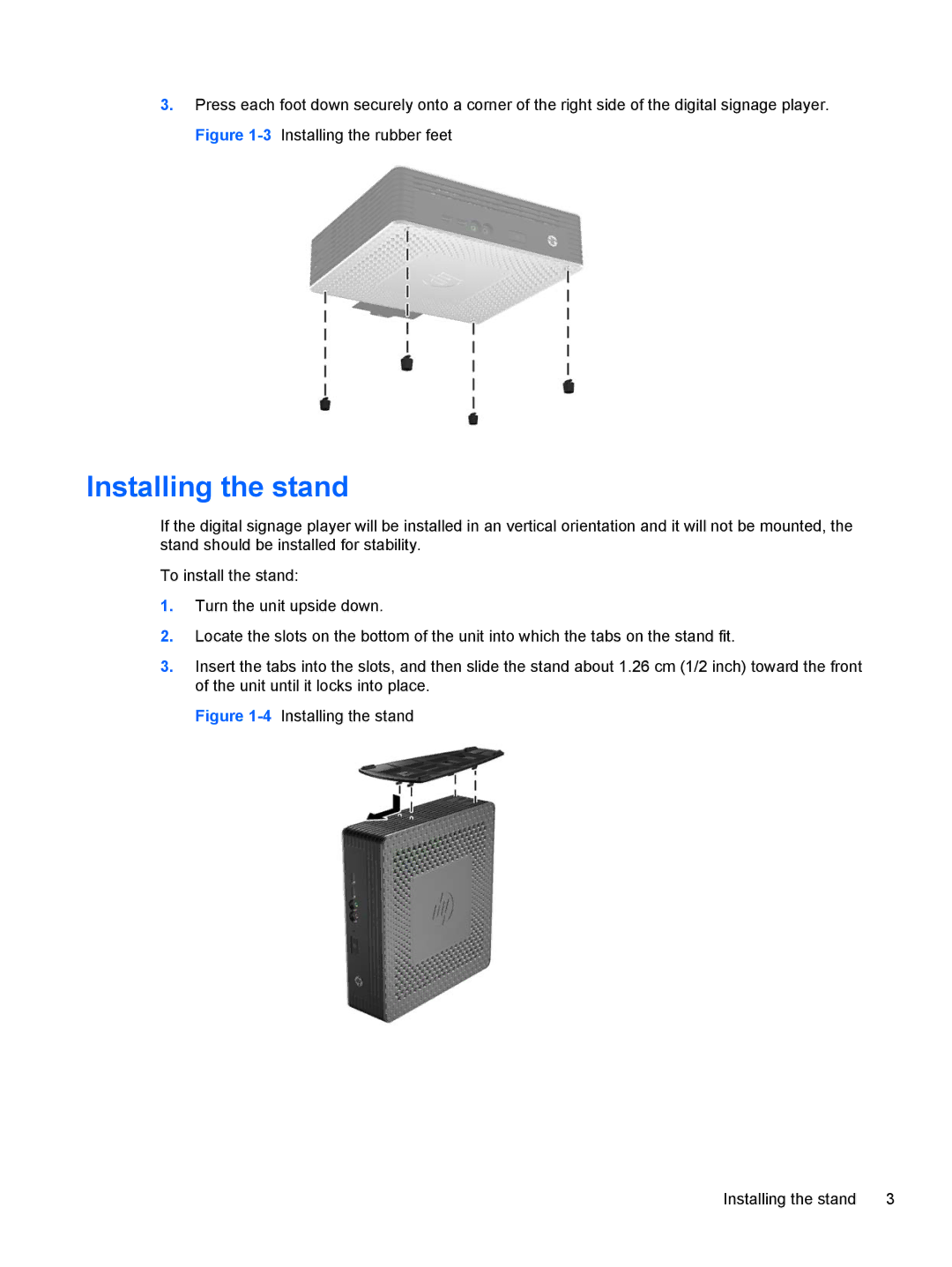 HP MP4 manual 4Installing the stand 