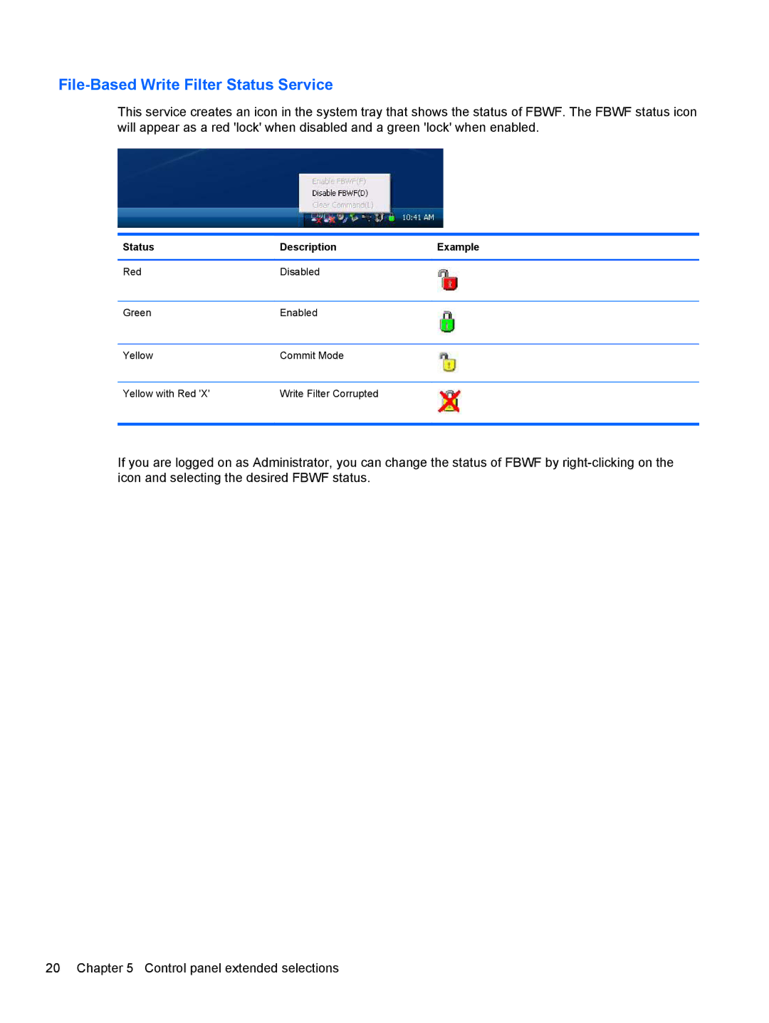 HP MP6 Base Model manual File-Based Write Filter Status Service 