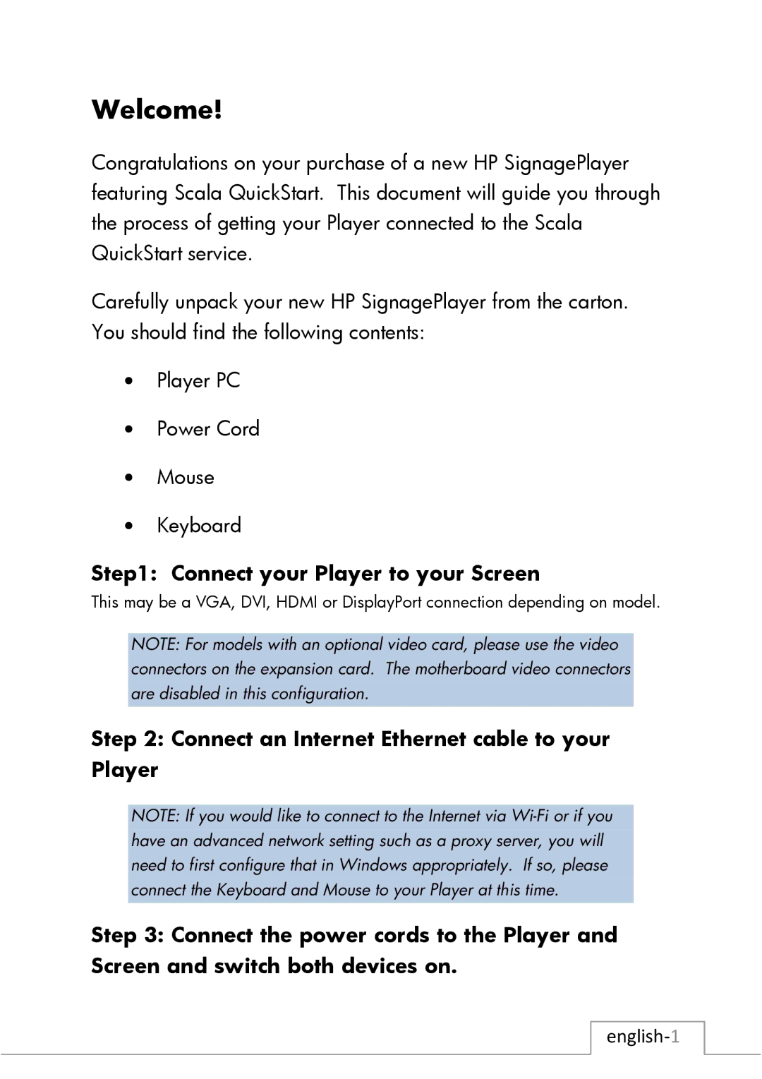HP mp8000r Base Model manual Welcome, Connect your Player to your Screen 
