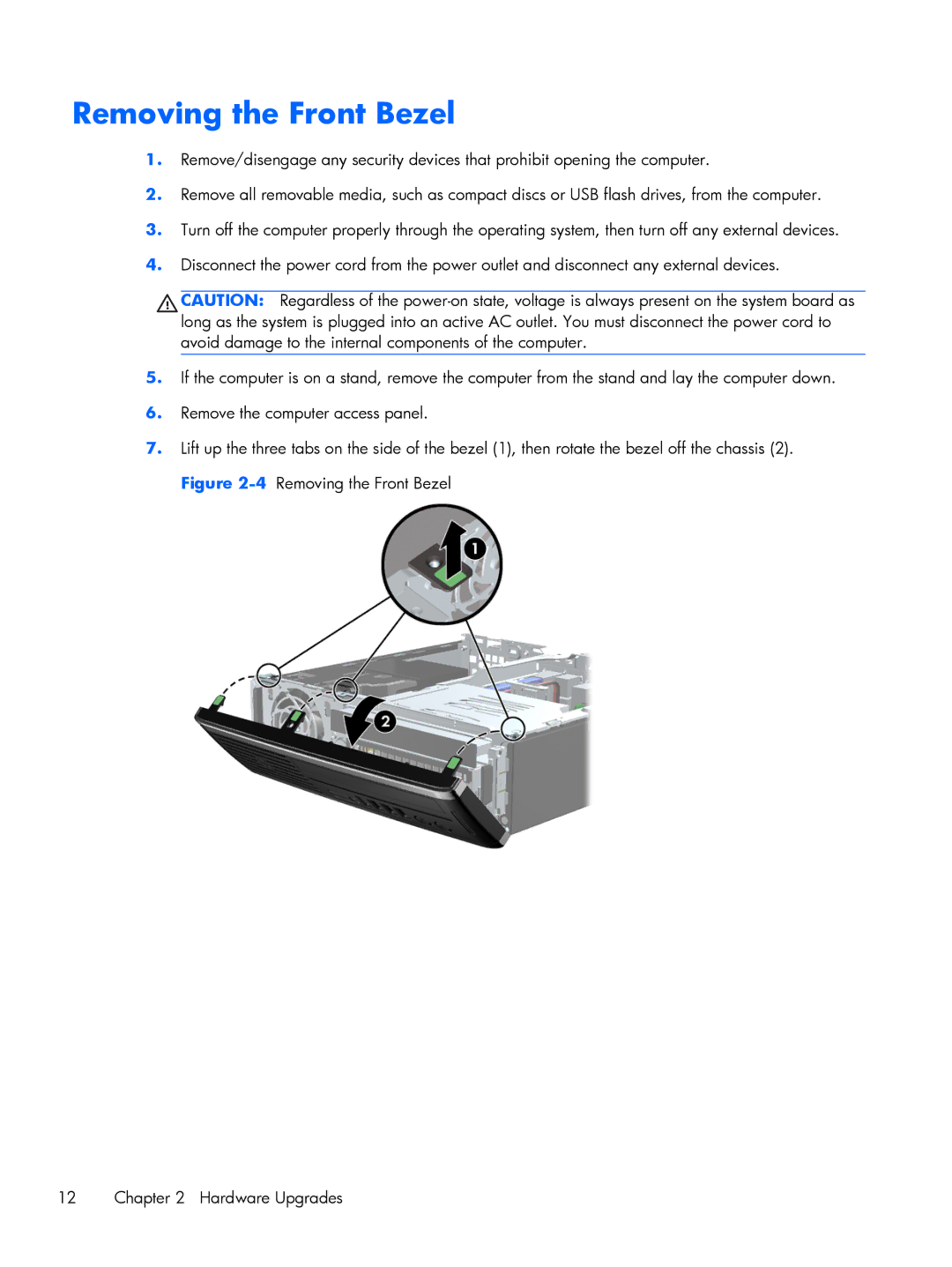 HP mp8200s manual Removing the Front Bezel 