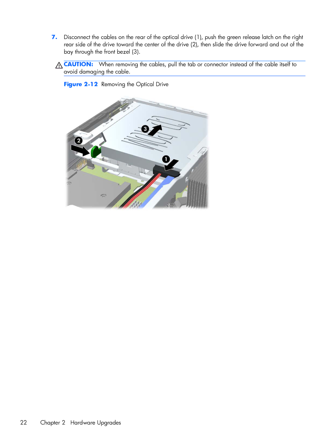 HP mp8200s manual 12Removing the Optical Drive Hardware Upgrades 