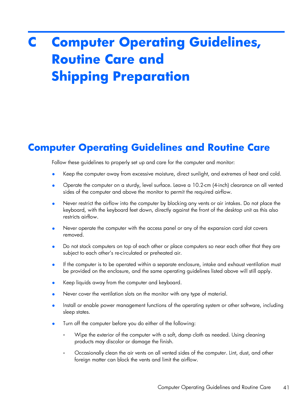 HP mp8200s manual Computer Operating Guidelines and Routine Care 