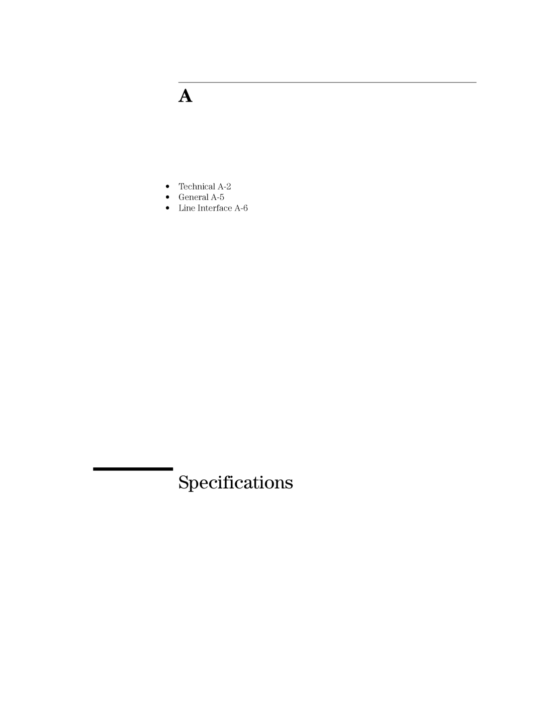 HP MPEGscope manual Specifications, Technical A-2 General A-5 Line Interface A-6 