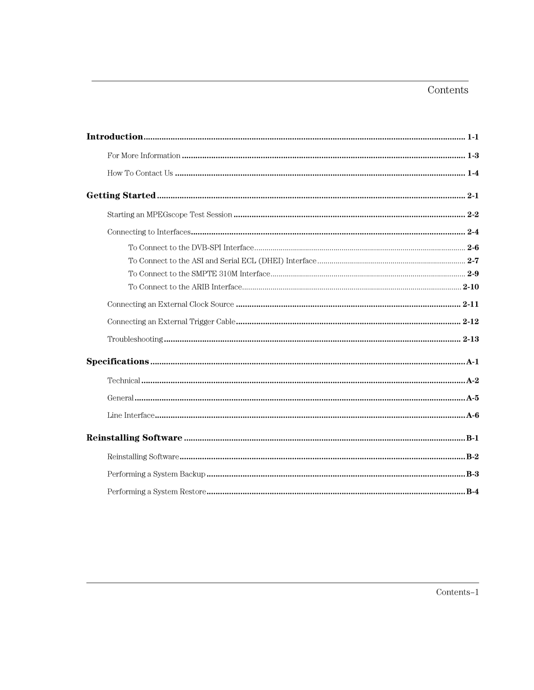 HP MPEGscope manual Contents 