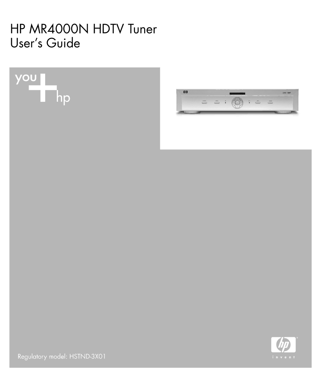 HP manual HP MR4000N Hdtv Tuner User’s Guide 