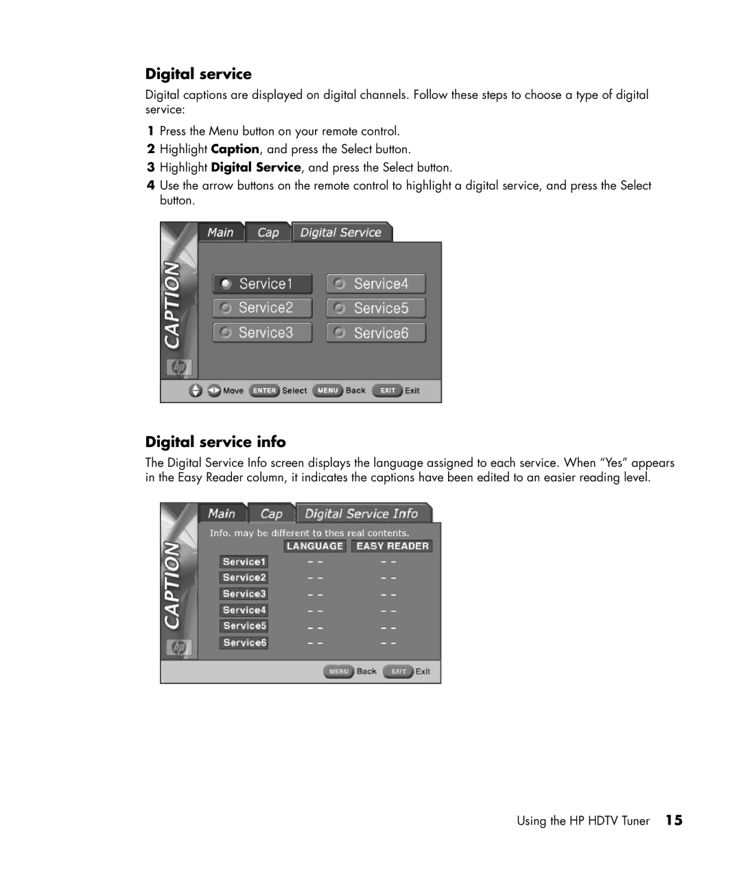 HP MR4000N manual Digital service info 