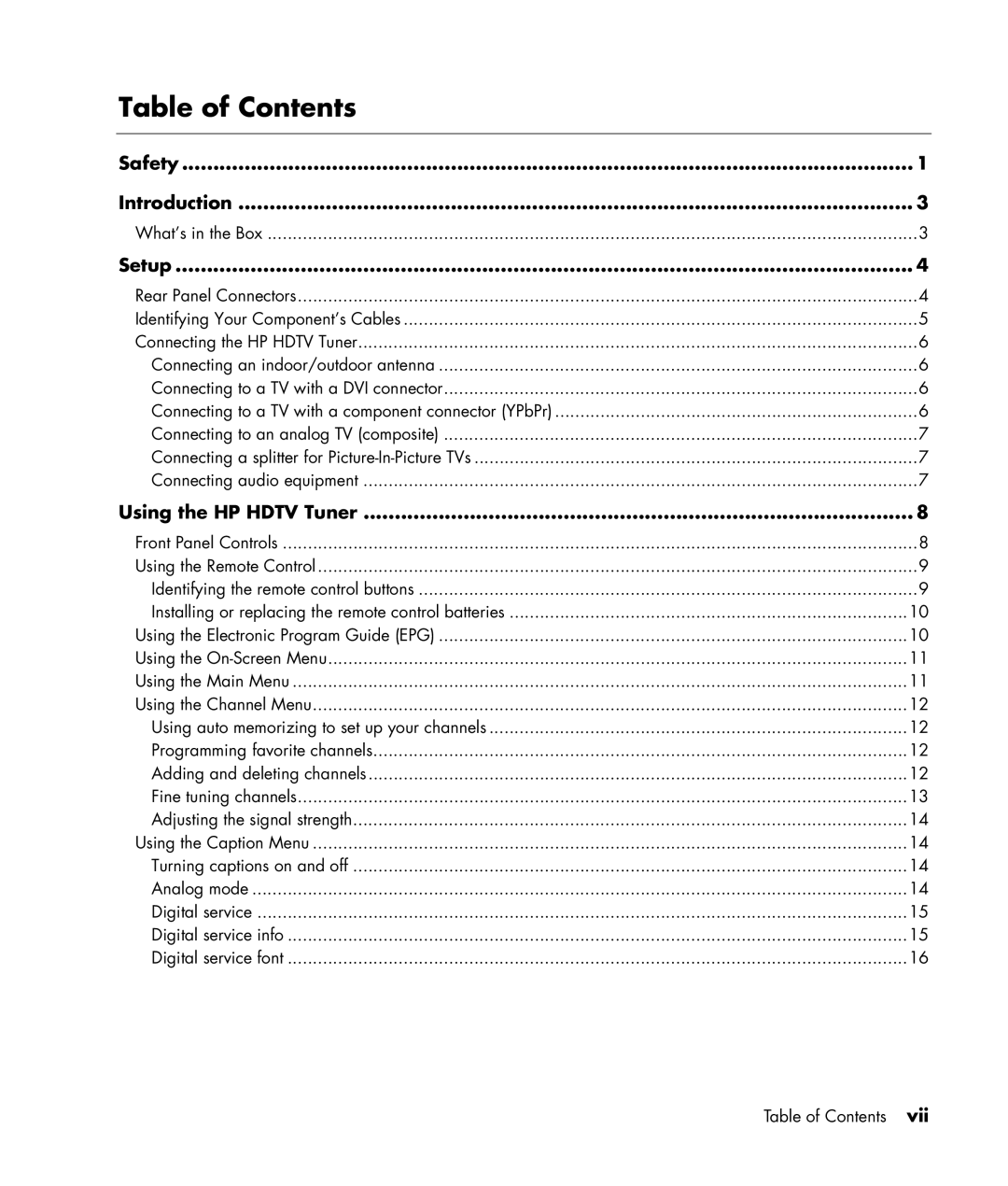 HP MR4000N manual Table of Contents 