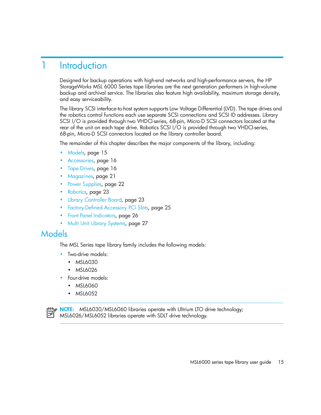 HP MSL6000 manual Introduction, Models 