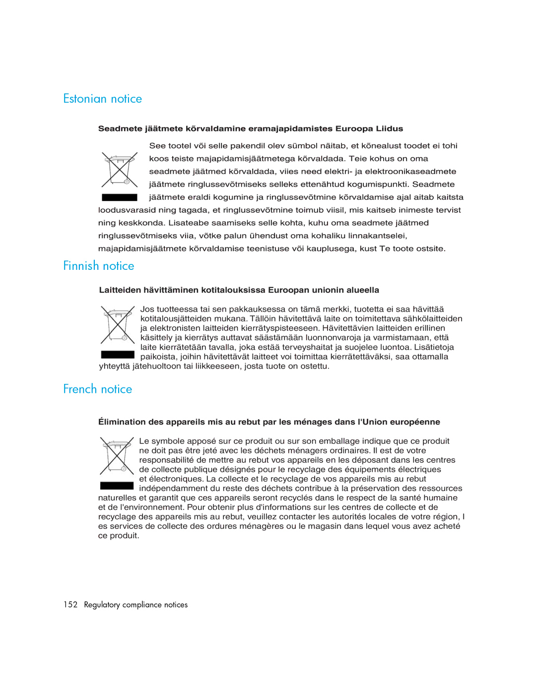 HP MSL6000 manual Estonian notice Finnish notice, French notice 