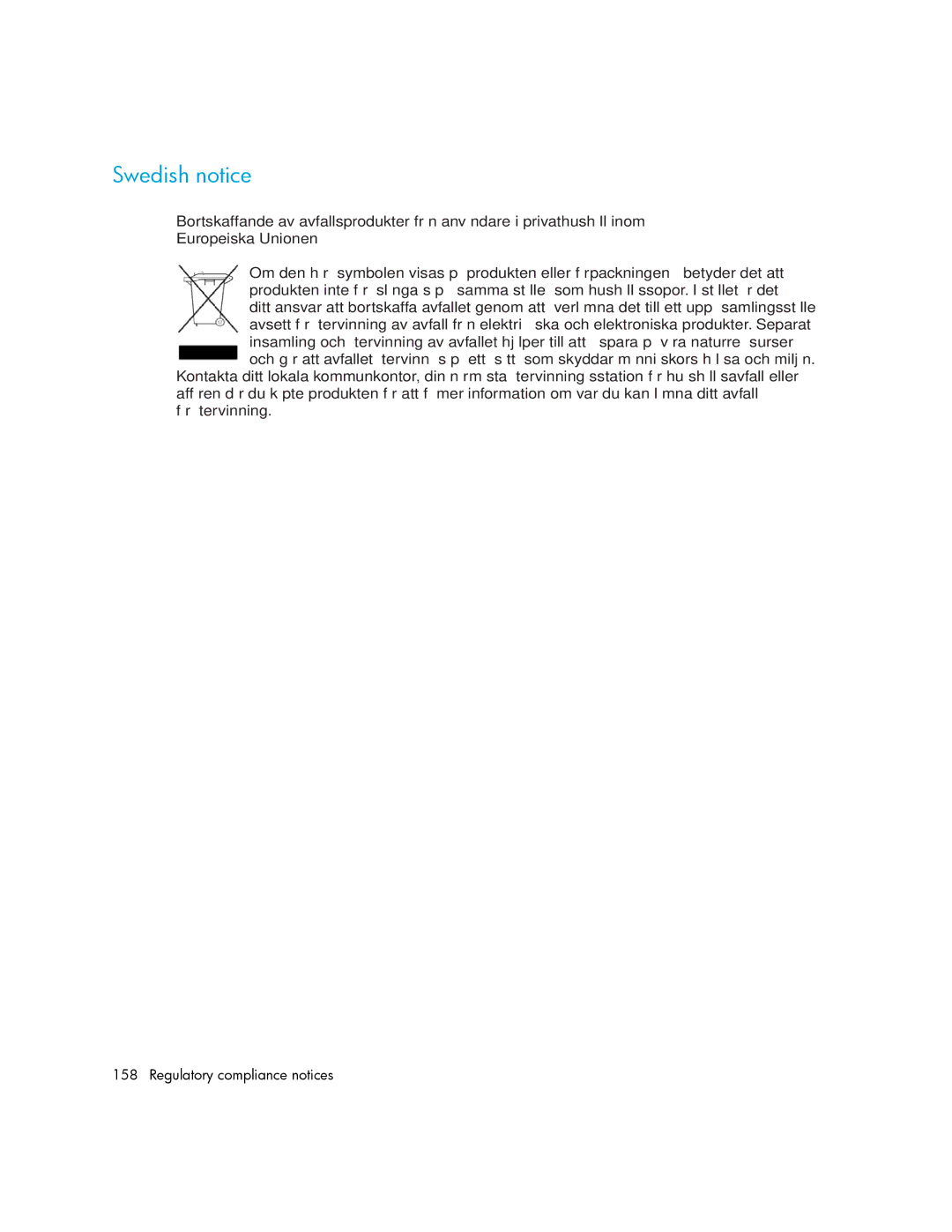 HP MSL6000 manual Swedish notice 