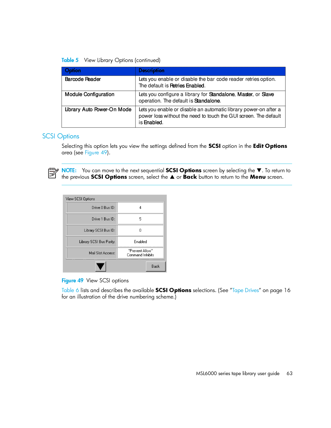 HP MSL6000 manual Scsi Options, Module Configuration 