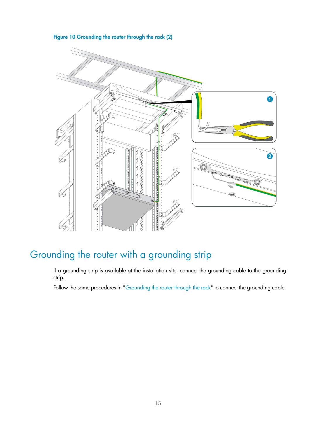 HP MSR1000 Router manual Grounding the router with a grounding strip 