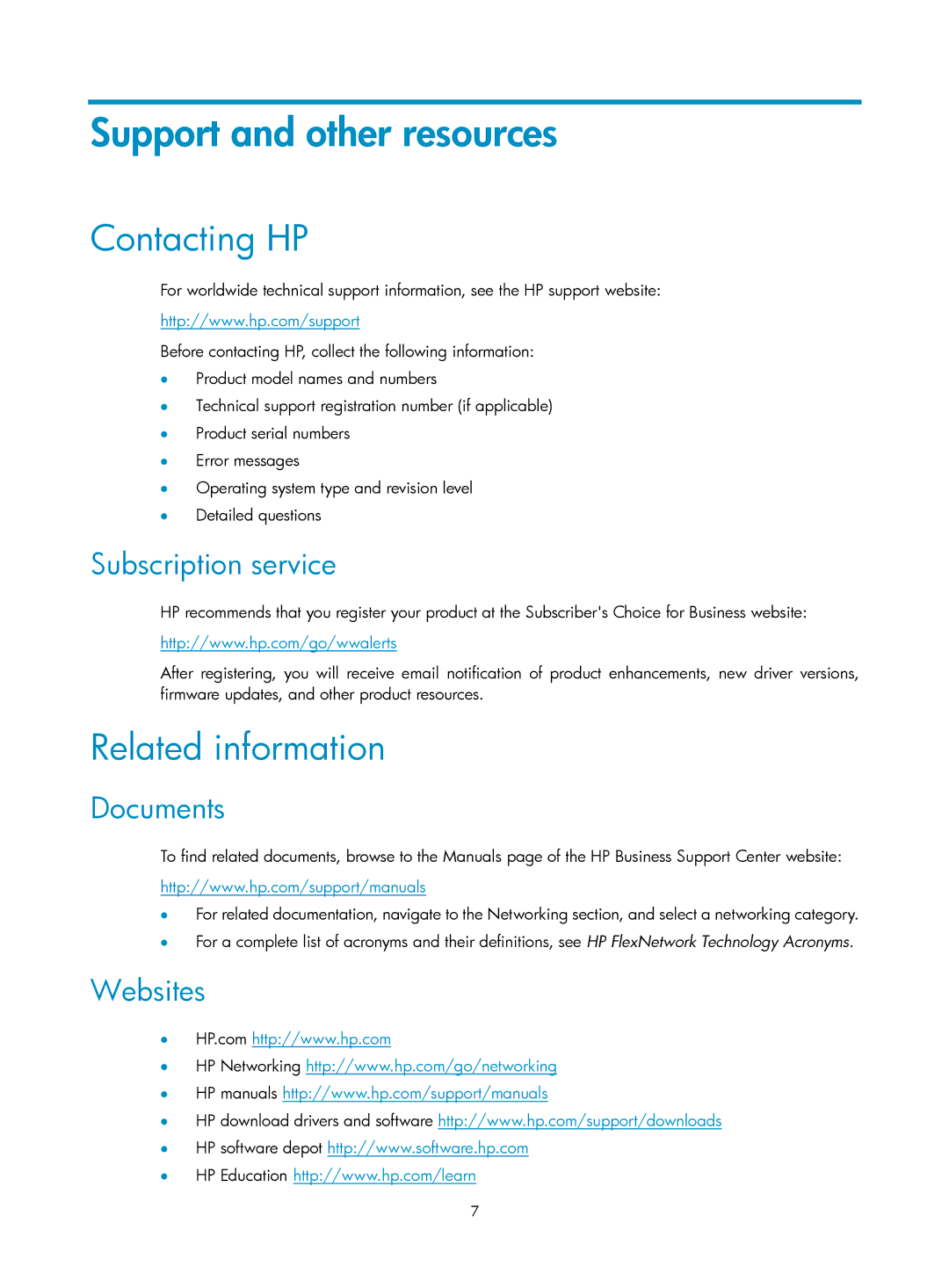 HP MSR20-1x manual Support and other resources 