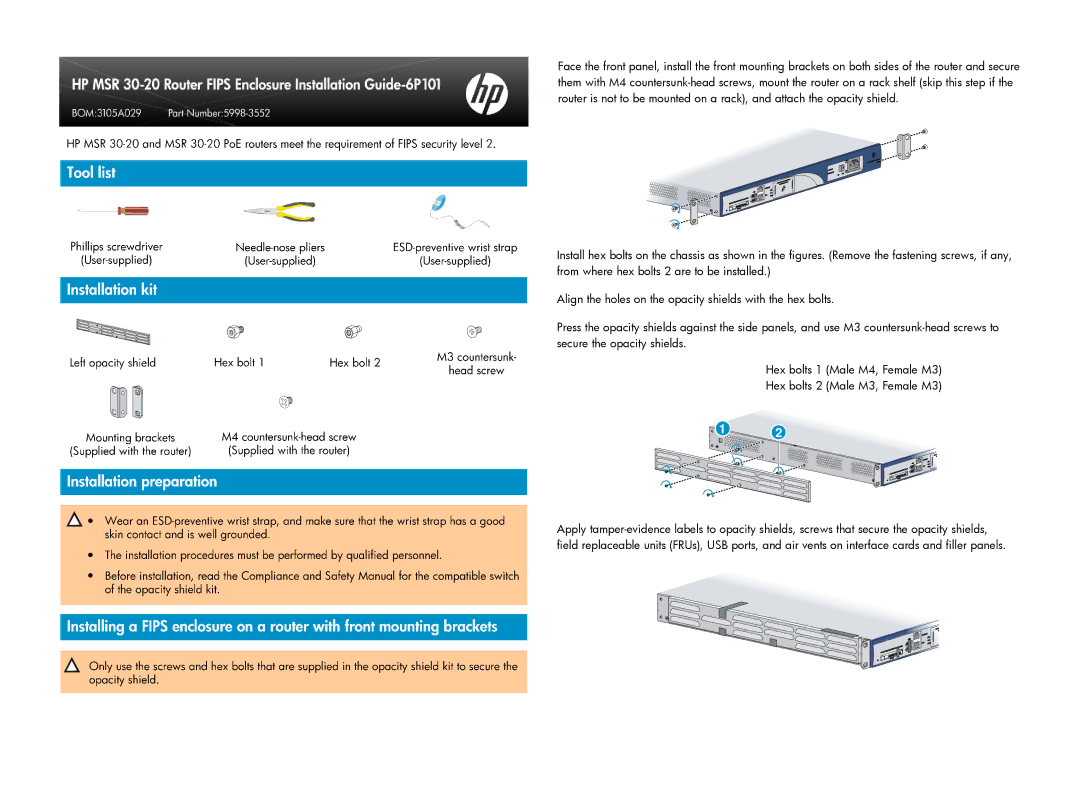 HP MSR30 manual 