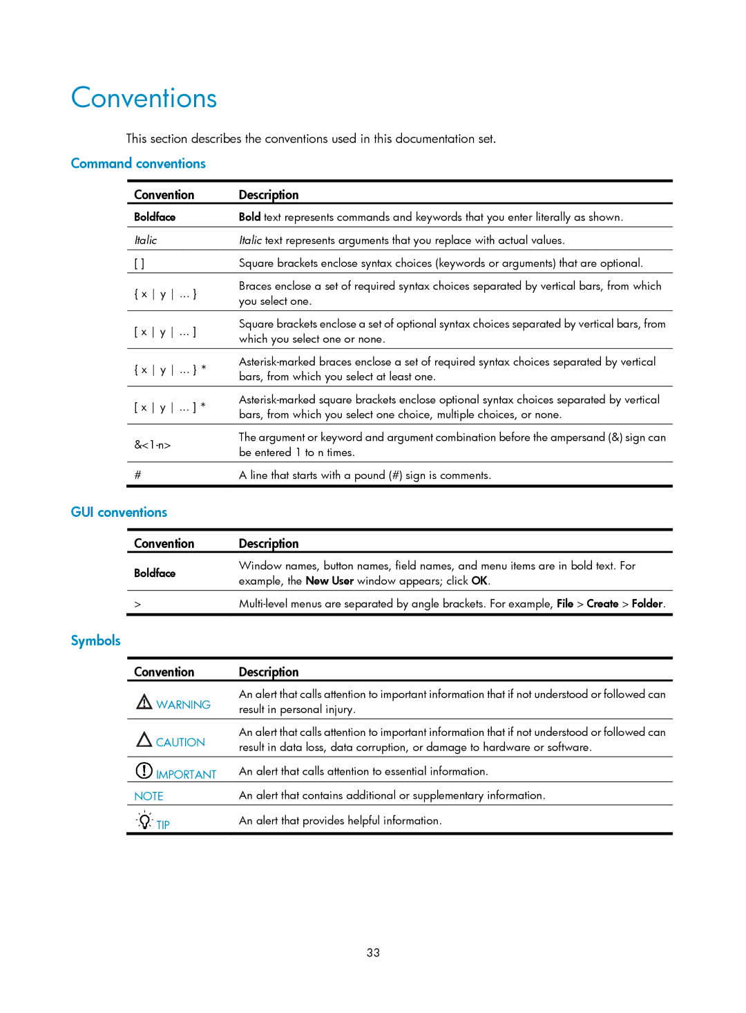 HP MSR50 manual Conventions, Convention Description 