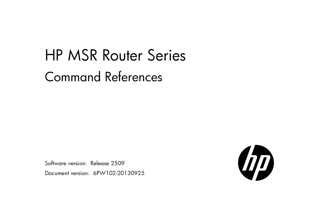 HP MSR50 manual HP MSR Router Series 