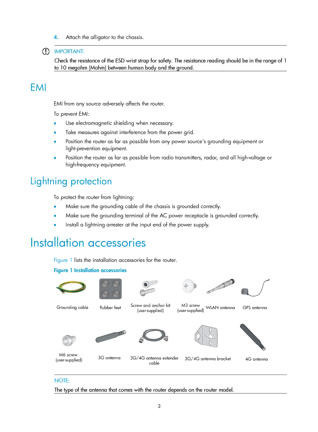 HP MSR93x Router manual Installation accessories, Lightning protection 