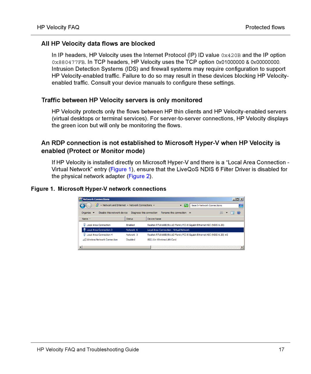 HP mt40 Mobile manual All HP Velocity data flows are blocked, Traffic between HP Velocity servers is only monitored 