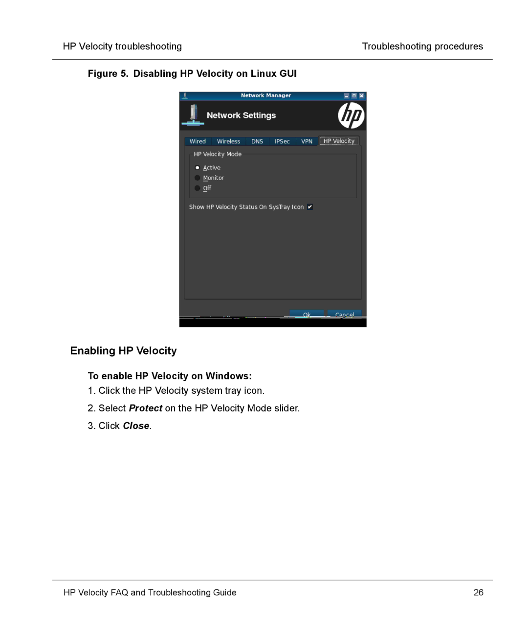 HP mt40 Mobile manual Enabling HP Velocity, To enable HP Velocity on Windows 