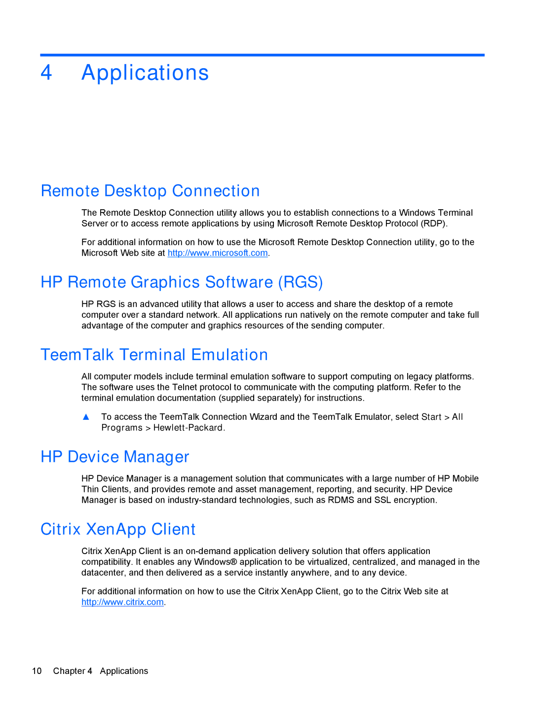 HP mt40 Mobile manual Applications 