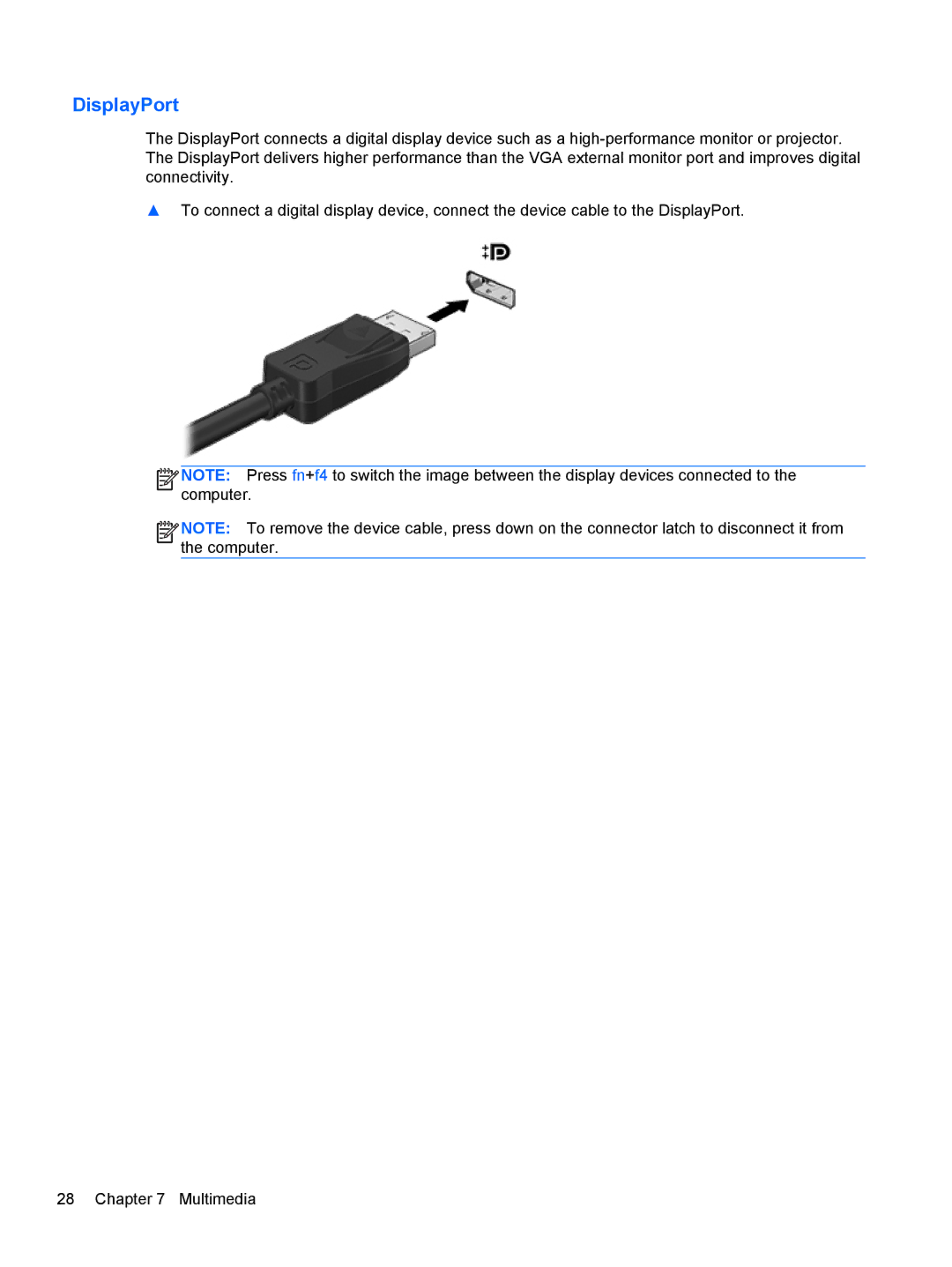 HP mt40 Mobile manual DisplayPort 