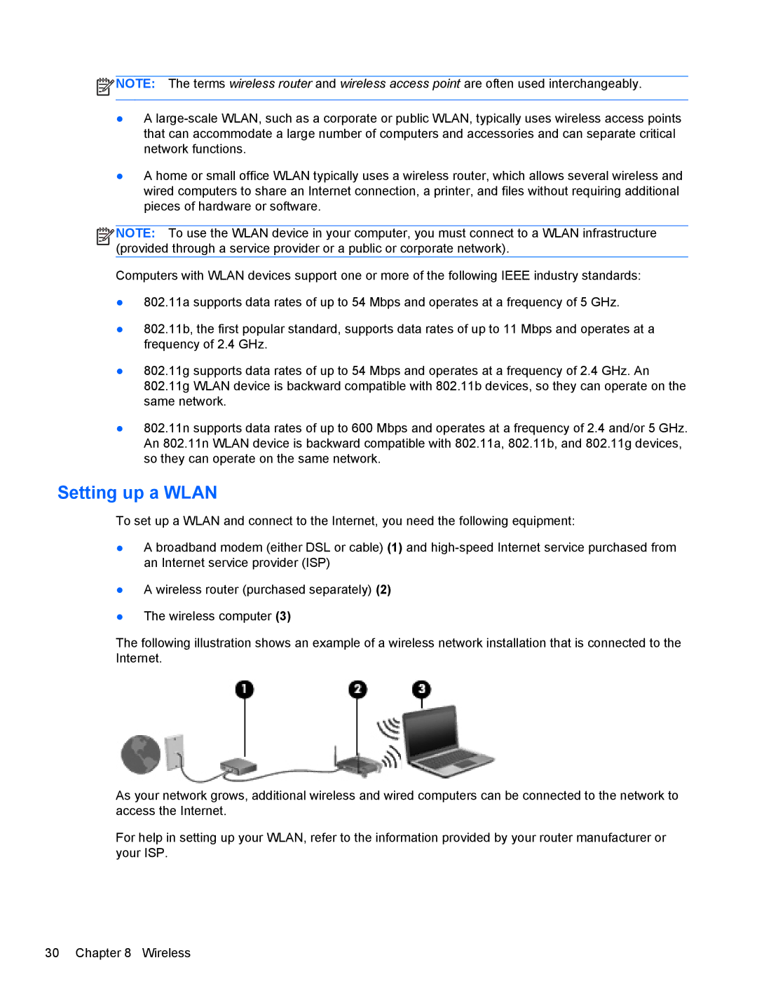 HP mt40 Mobile manual Setting up a Wlan 