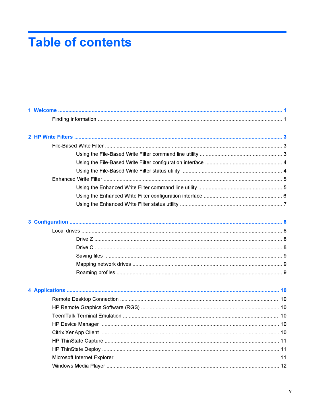 HP mt40 Mobile manual Table of contents 