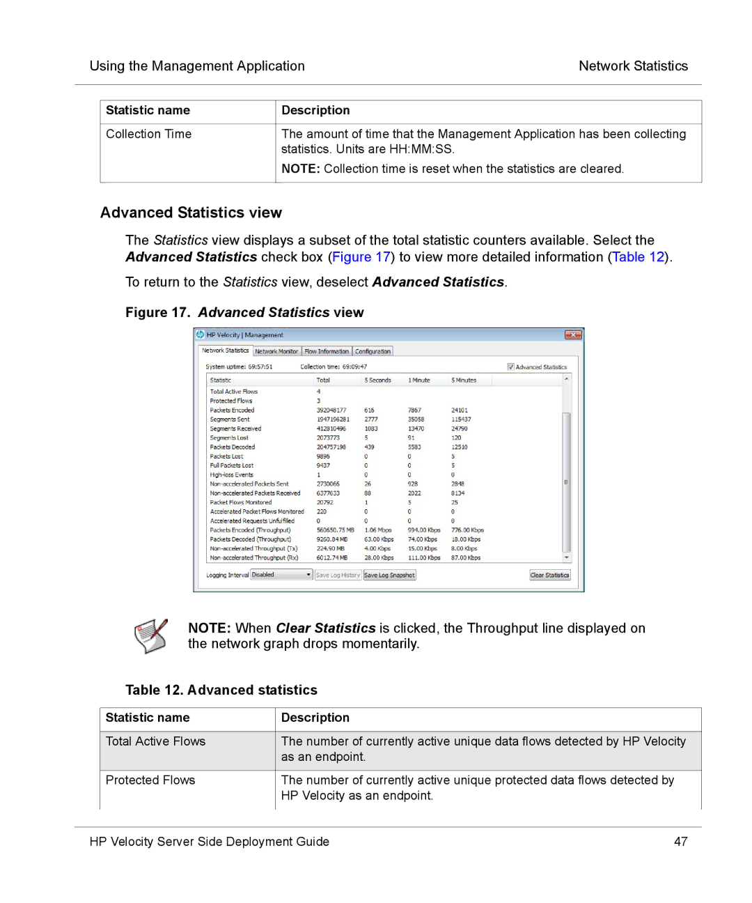 HP mt40 Mobile manual Advanced Statistics view, Advanced statistics 